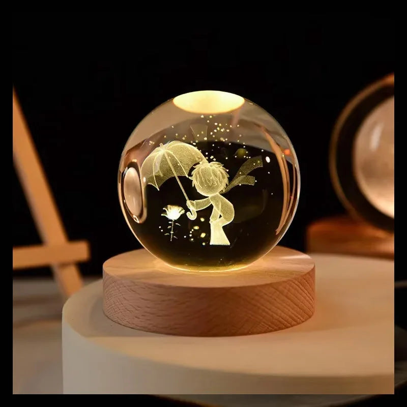3D Crystal Galaxy Night Light – Planetary LED Lamp