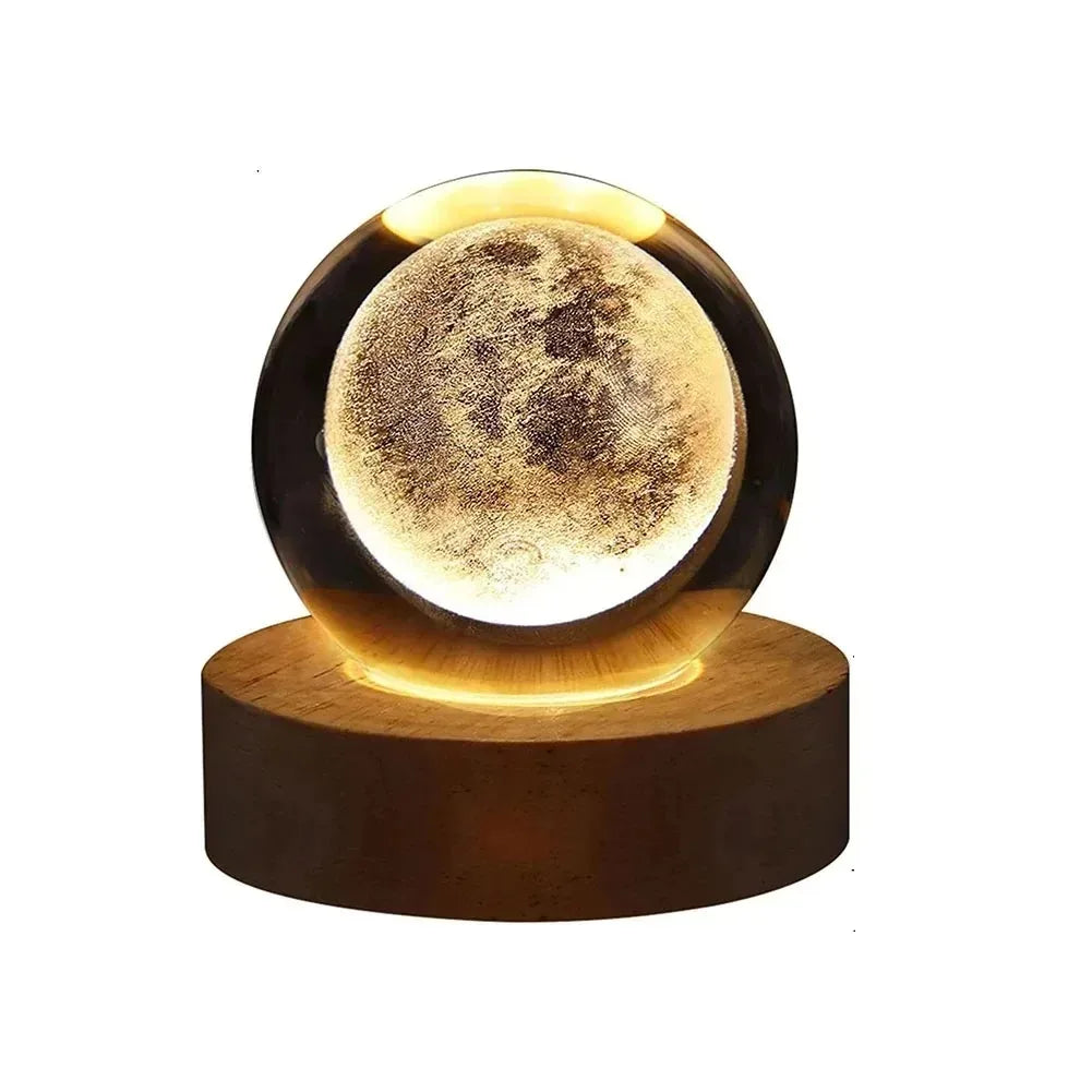 Unique 3D Crystal Ball Lamp with Galaxy Projections – USB Night Light