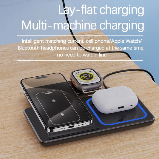 3-in-1 Foldable Wireless Fast Charger Station for iPhone & Apple Watch