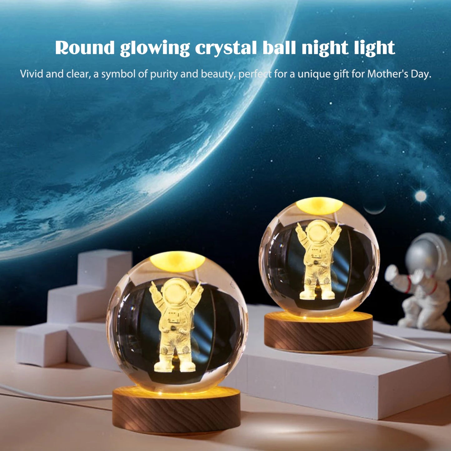3D Planetary Crystal Night Light