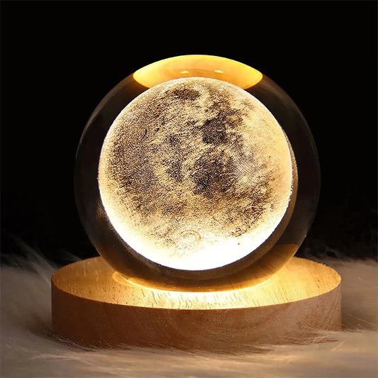 Unique 3D Crystal Ball Lamp with Galaxy Projections – USB Night Light