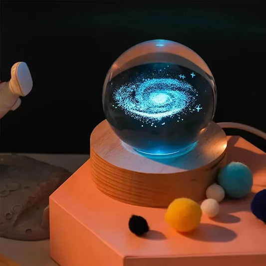 3D Crystal Galaxy Night Light – Planetary LED Lamp