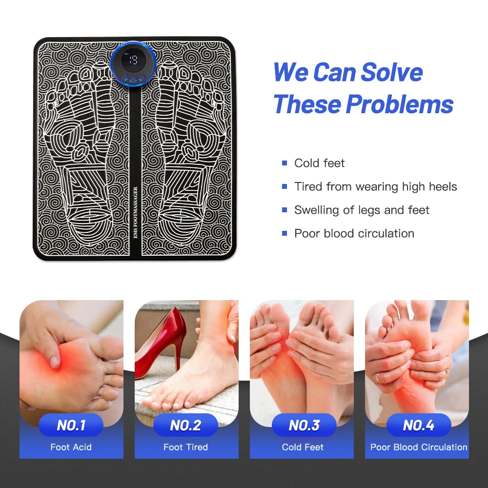 Electric Foot Massager Pad with EMS Muscle Stimulation