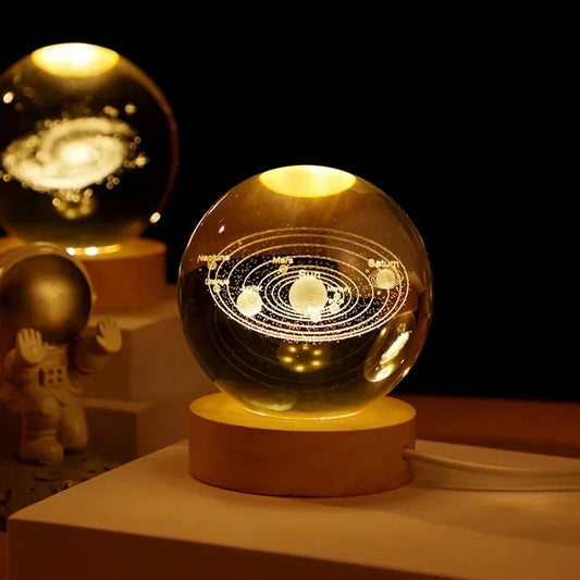Unique 3D Crystal Ball Lamp with Galaxy Projections – USB Night Light
