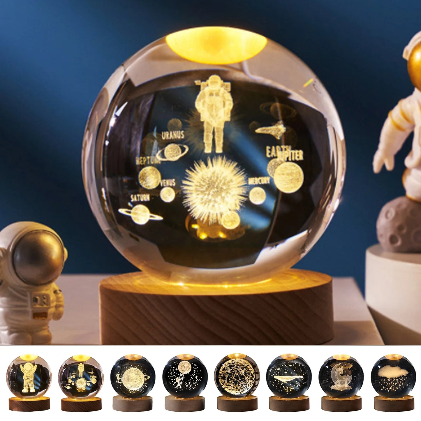 3D Planetary Crystal Night Light