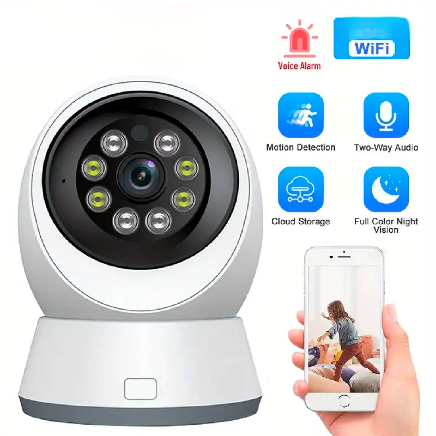 HD Home Security Cameras,Indoor Security Cameras with Night Vision, 2.4Gwi-Fi,Two-Way Talk,Motion Alert,Multiple Storage Options