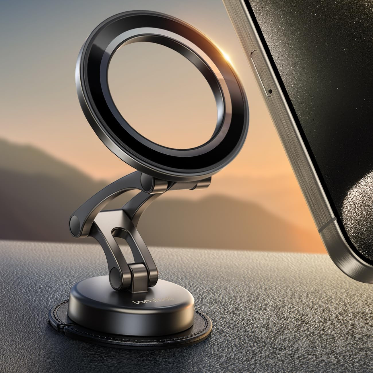 for Magsafe Car Mount [All-Metal] Magnetic Phone Holder for Your Car, [Flexible Three-Axis] Cell Phone Car Mount Dashboard with N55 Strong Magnets for Iphone 16 15 14 13 12 Pro Max plus Mini