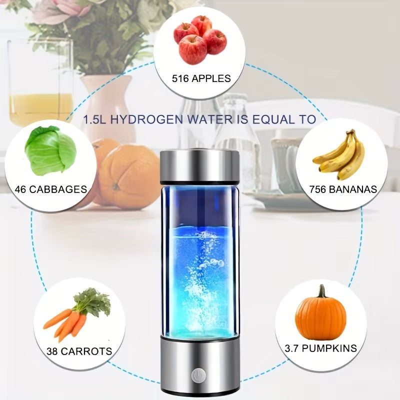 1800PPB Hydrogen Water Bottle,Hydrogen Water Generator,420Ml Portable Hydrogen Generator 3Min Quick Electrolysis Health Cup
